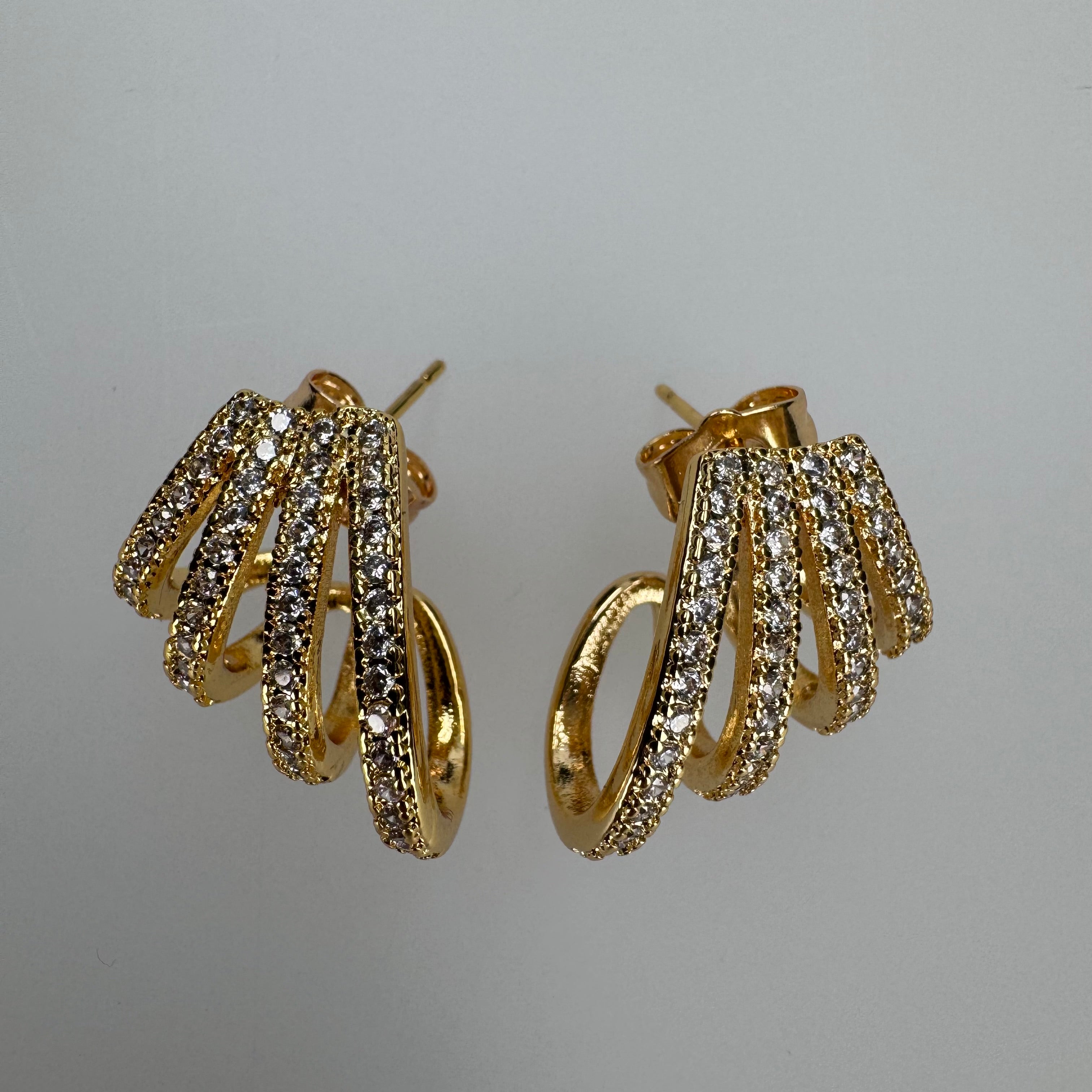 Orecchini quattro fasce con Strass