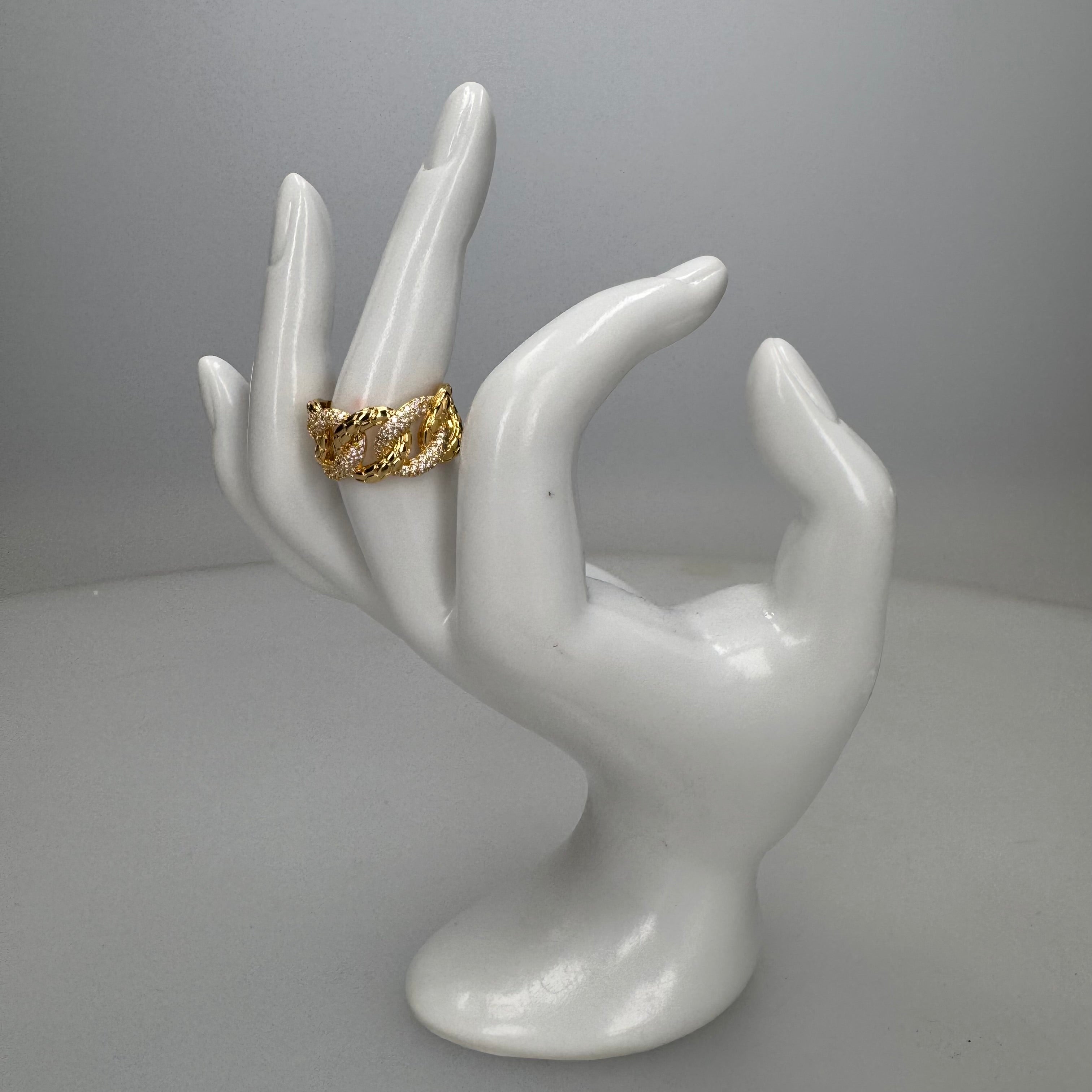Anello Maxi Catena con Strass